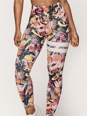 STRONGER High-Rise Fruit Print Leggings in Pink